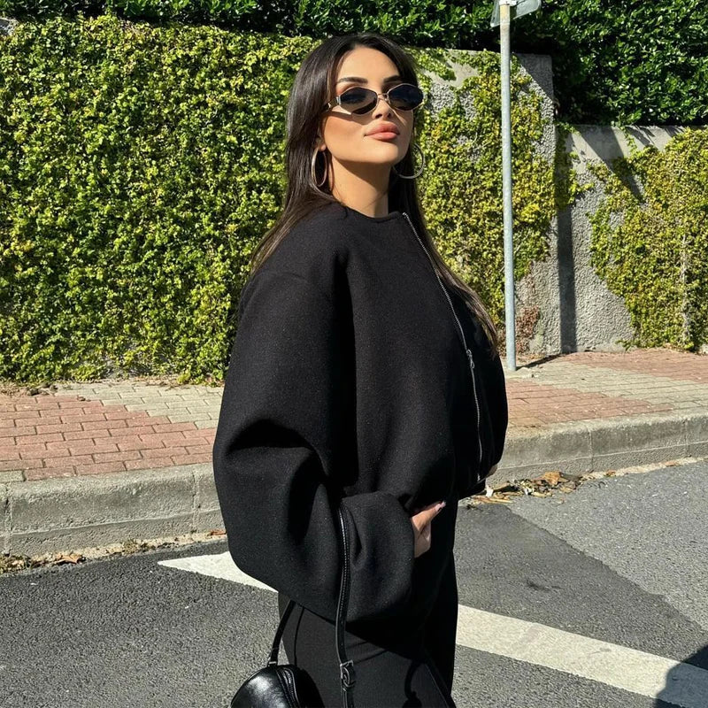 Black bomber jacket women