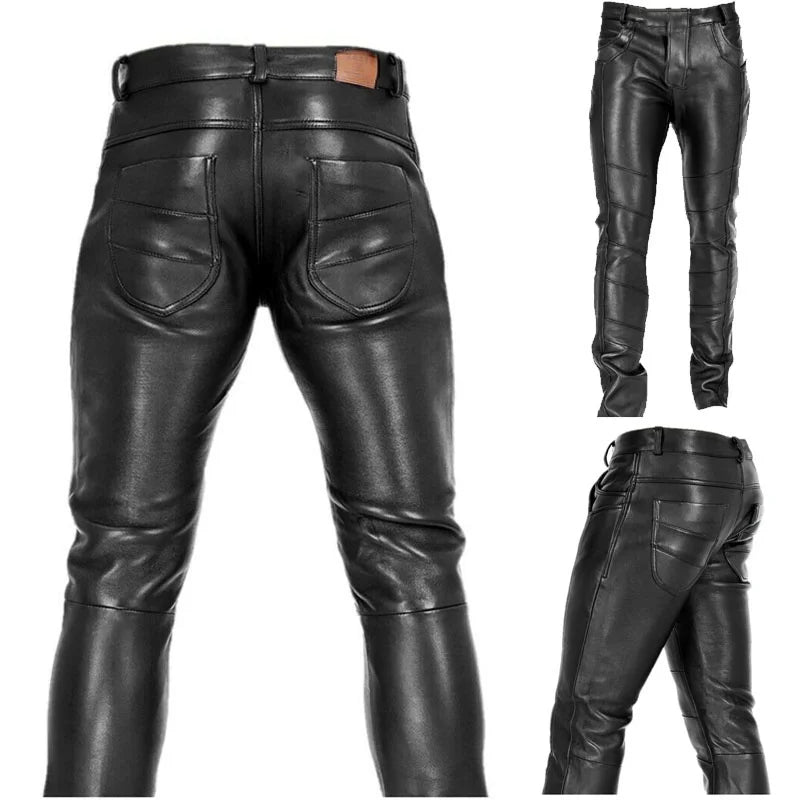 Schwarze PU-Leder Herren Hosen