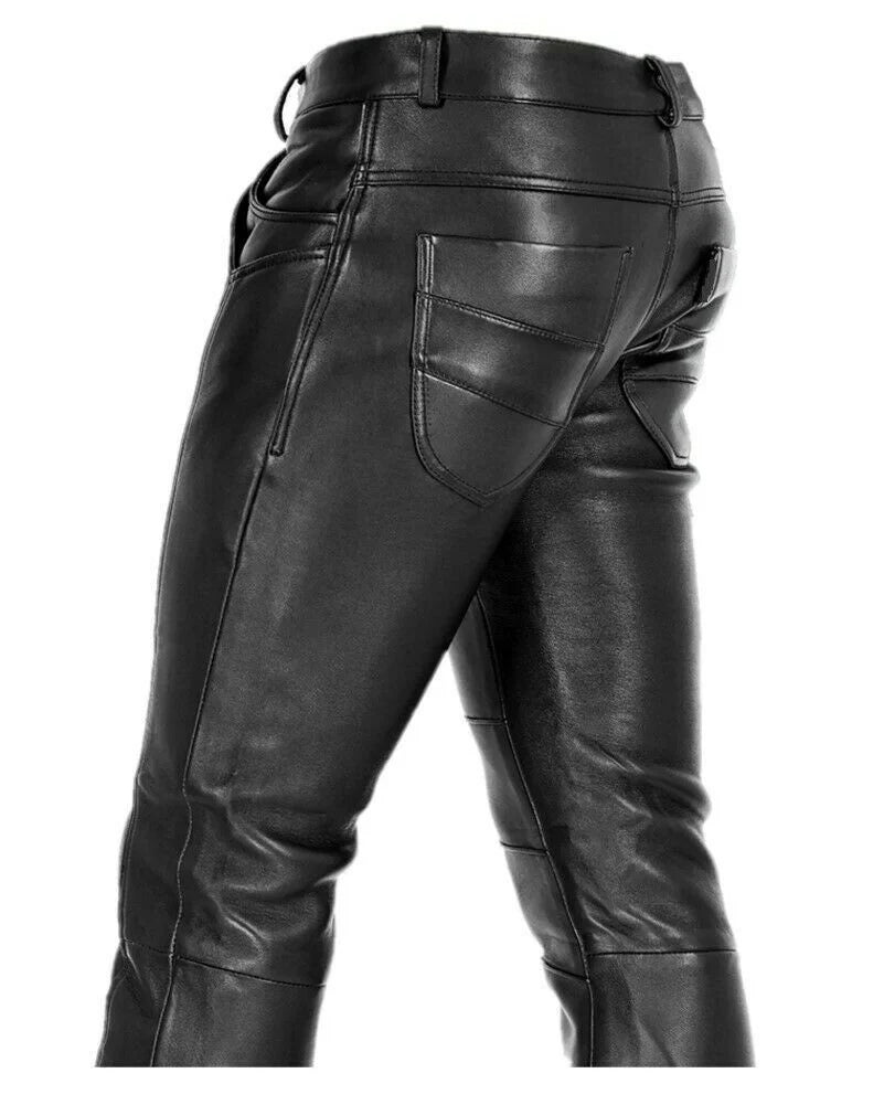 Schwarze PU-Leder Herren Hosen