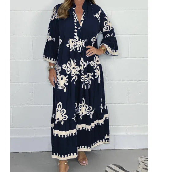 Beatrix | Bedrucktes Damenkleid mit Entspanntem Schnitt und Vielfältigen Farben