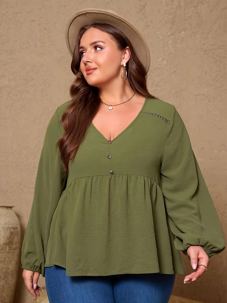 Carlotta | Elegante Bluse Damen mit V-Ausschnitt und Locker Fallenden Ärmeln