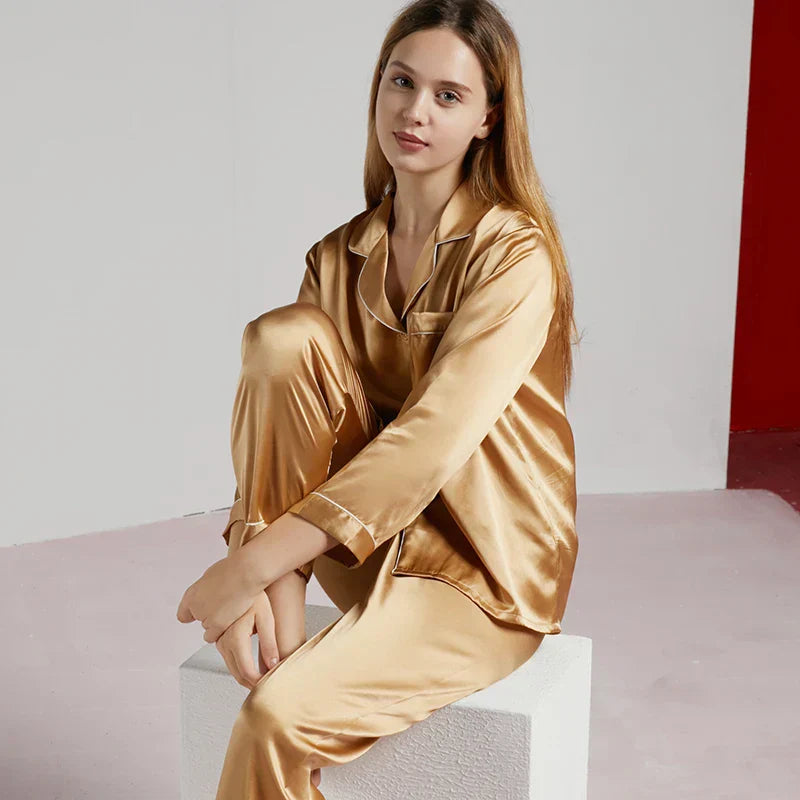 Variant image for Damen Seidenpyjama Schwarz Größe M 100% Seide-49