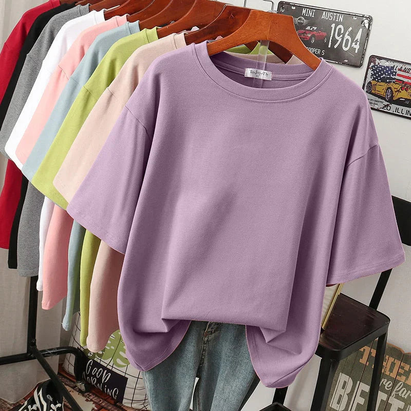Variant image for Rhoswen | Übergrößes Baumwoll-T-Shirt für Damen - Lässiges Oberteil Damen-92