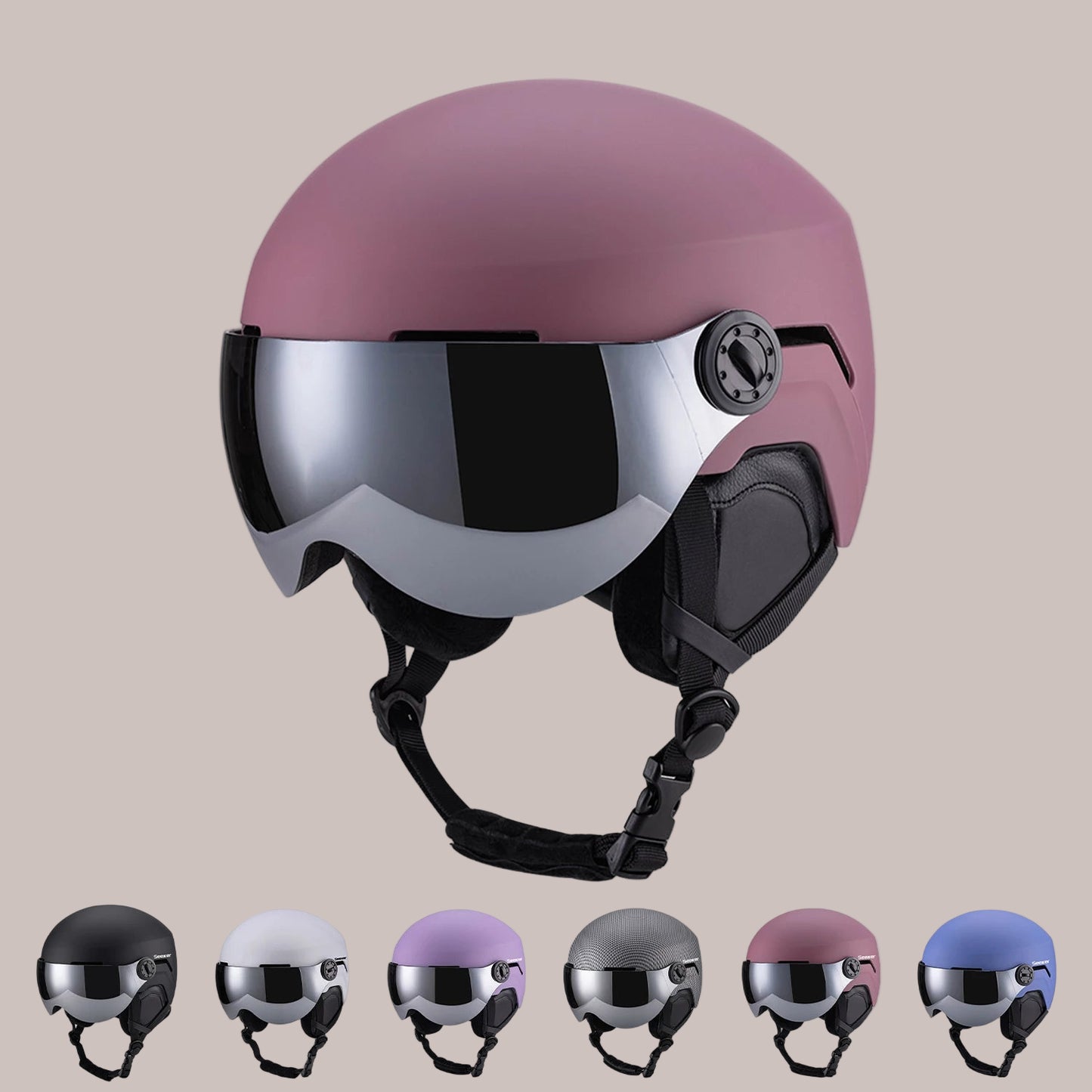 Ski helmet with visor and windproof design