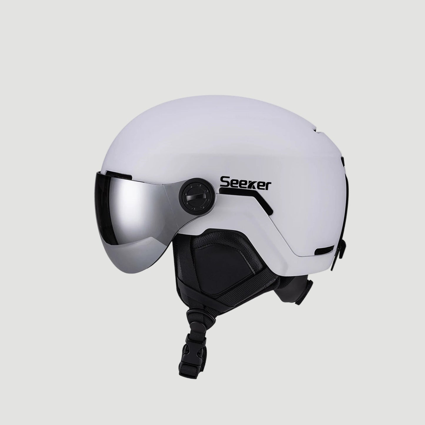 Ski helmet with visor and windproof design