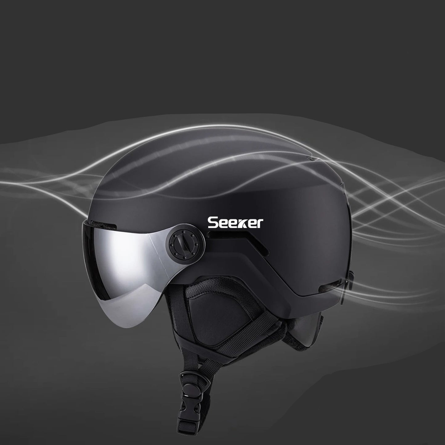 Ski helmet with visor and windproof design