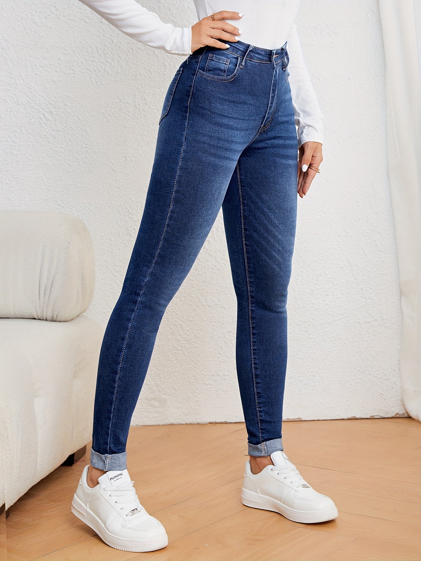 Slim Fit Damenjeans mit Hoher Taille