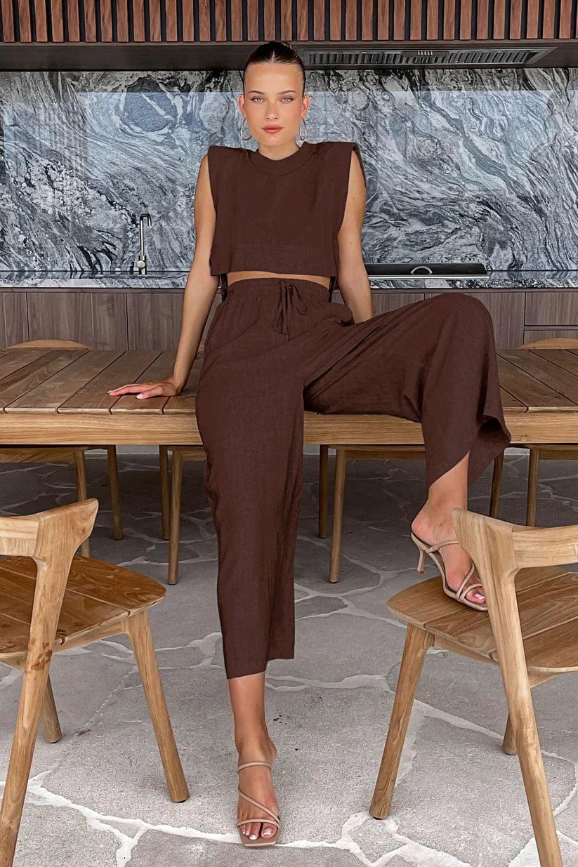 Sommer Set aus Leinen mit Minimalistischem Design und Verstellbarem Bund