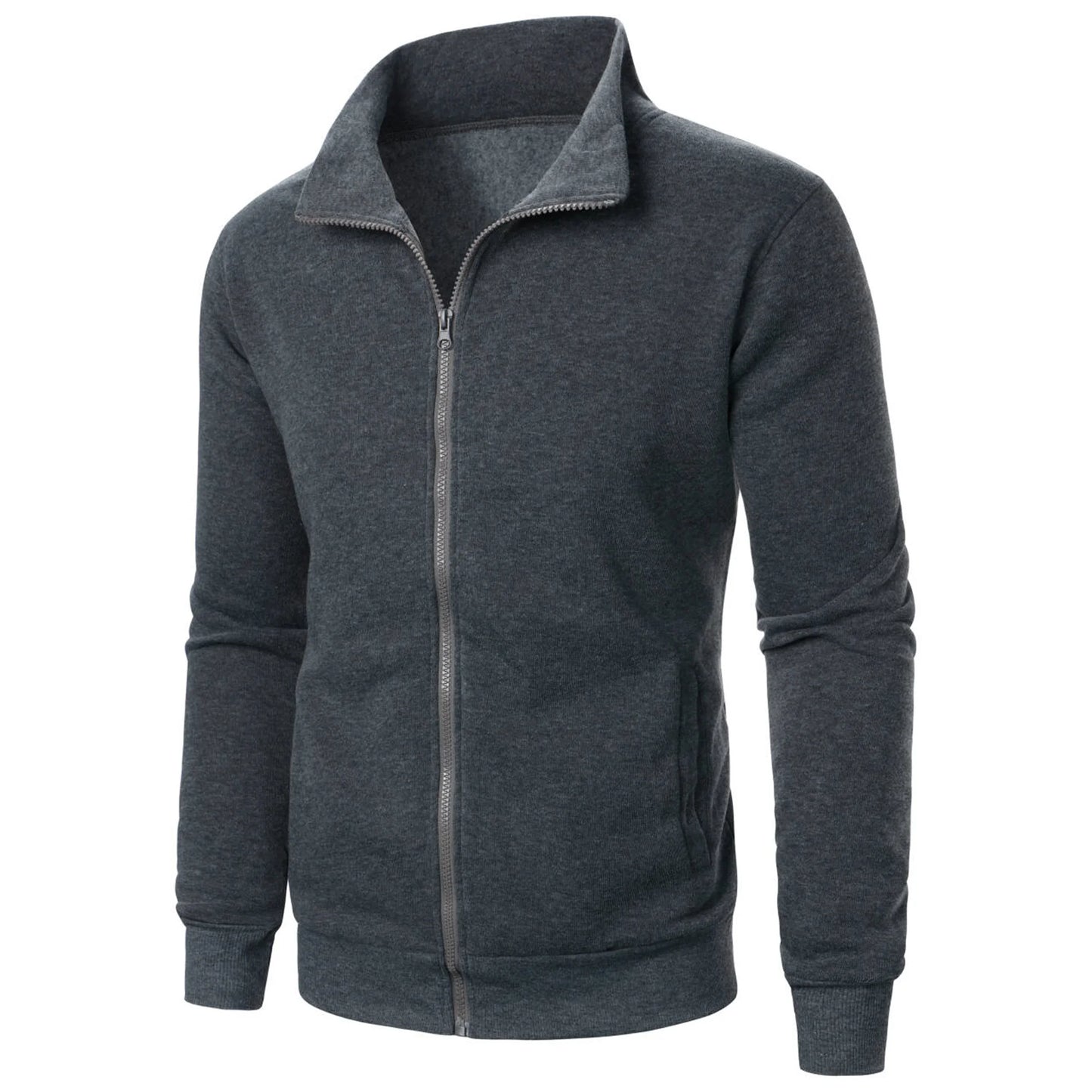Sportlicher Herren Hoodie mit Stehkragen und Reißverschluss