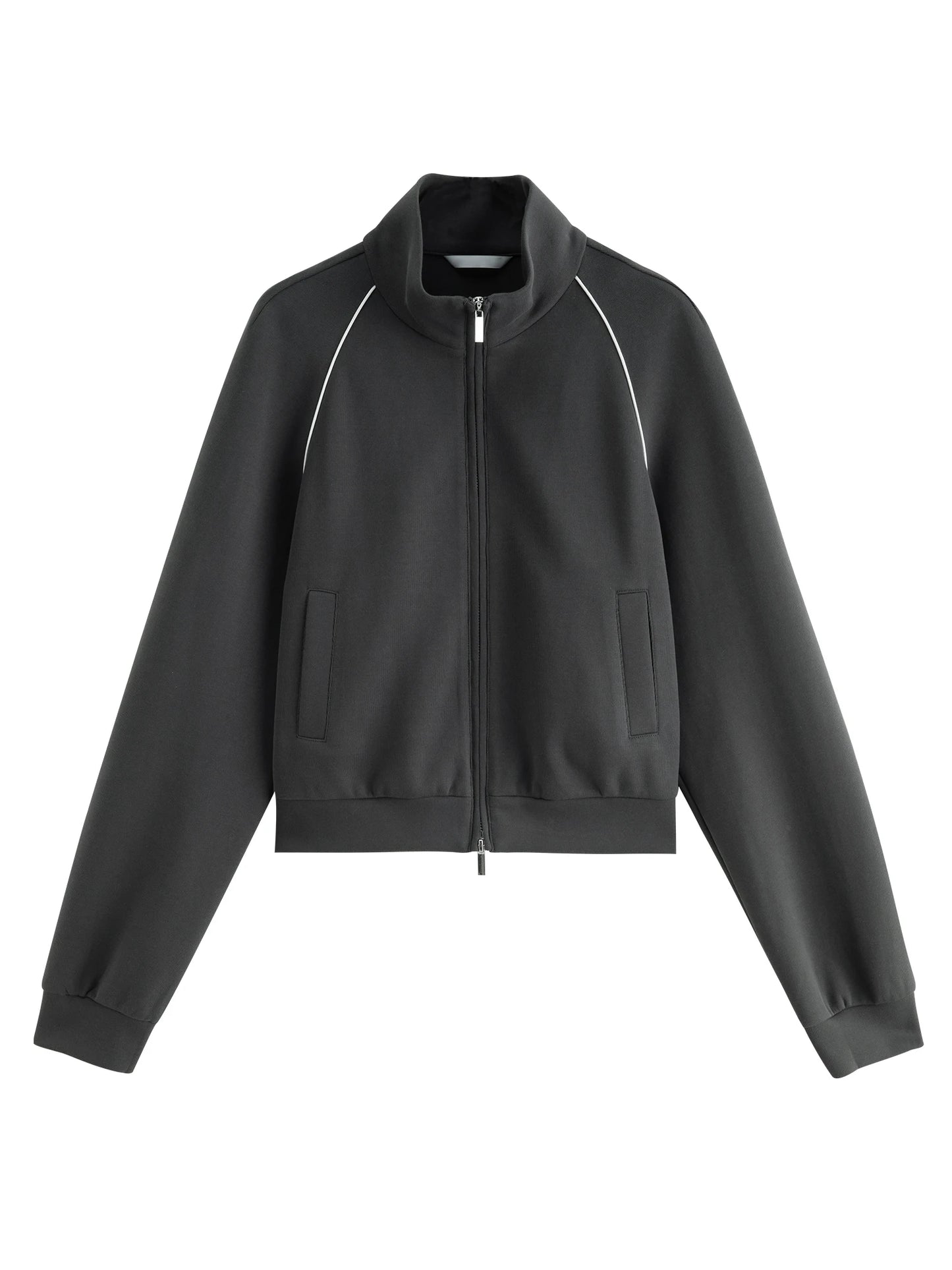 Sportliches Damen Outfit mit Kontrastfarbiger Cropped Jacke und Bequemen Hosen