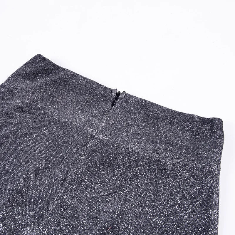 Stilvolle Damen hohe Taille Hose mit Pailletten