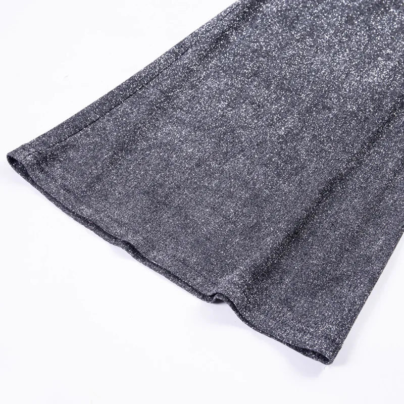 Stilvolle Damen hohe Taille Hose mit Pailletten