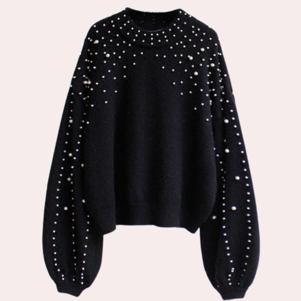 Stilvoller Damenpullover mit Perlen