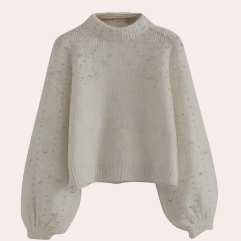 Stilvoller Damenpullover mit Perlen