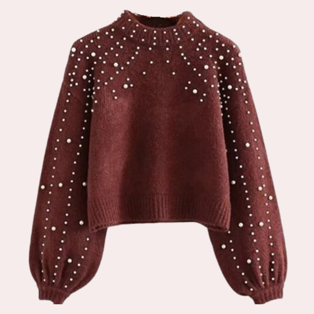 Stilvoller Damenpullover mit Perlen
