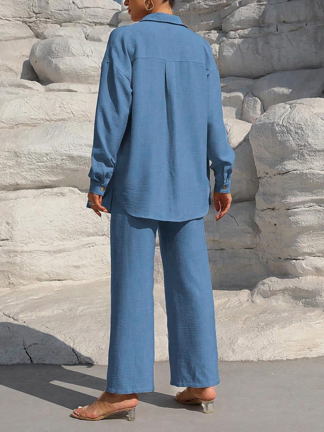 Stilvolles Freizeit-Damen-Set mit Bluse und weiter Hose