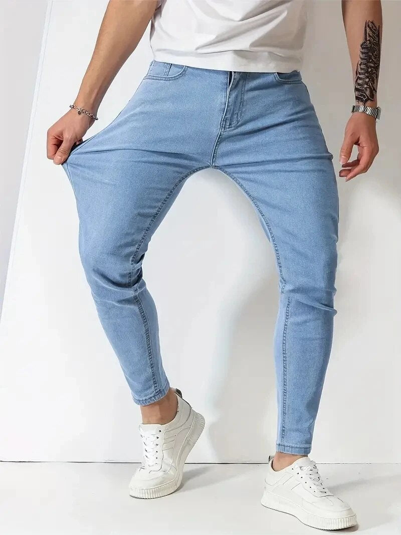 Stretch slim-fit jeans for men – comfortable and stylish denim pants in various colors
