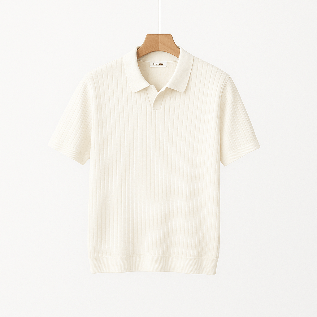 Strick Poloshirt Herren Kurzarm
