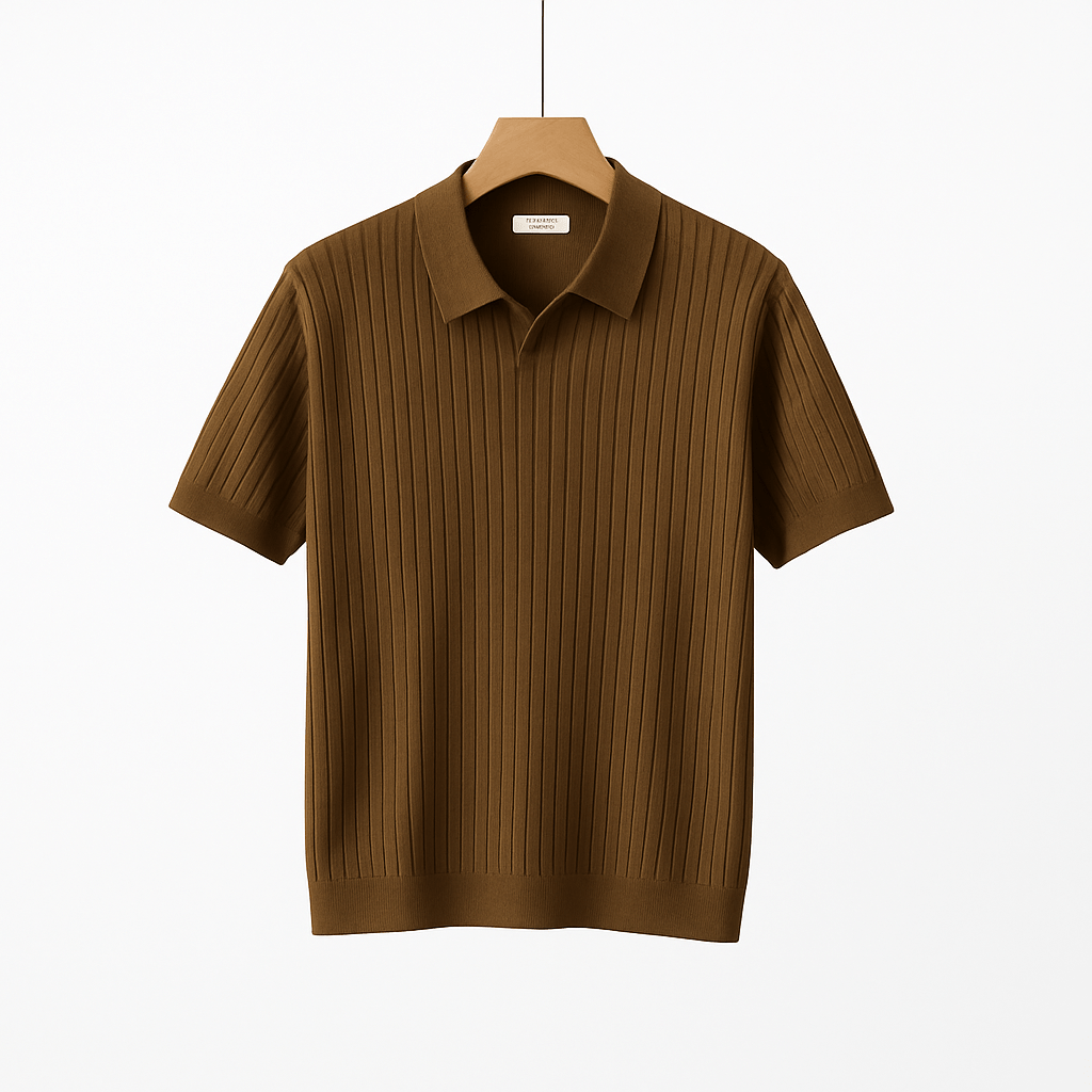 Strick Poloshirt Herren Kurzarm