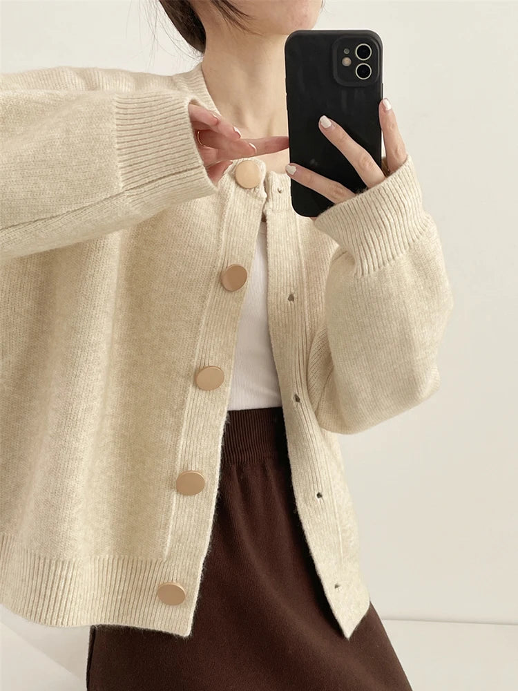 Cardigan donna lungo con scollo rotondo