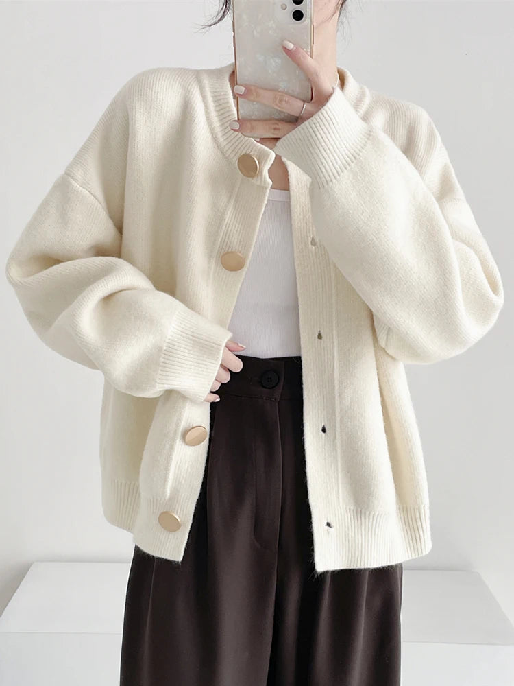 Cardigan donna lungo con scollo rotondo