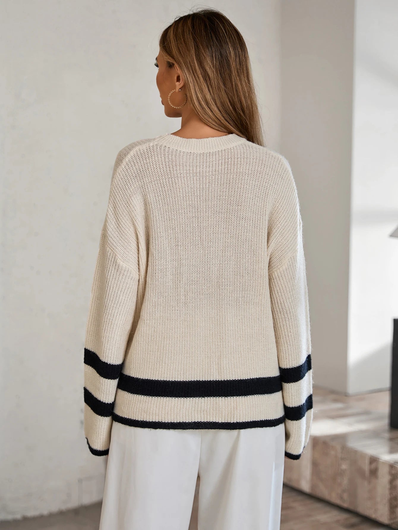 Strickpullover Damen mit Farbkontrast