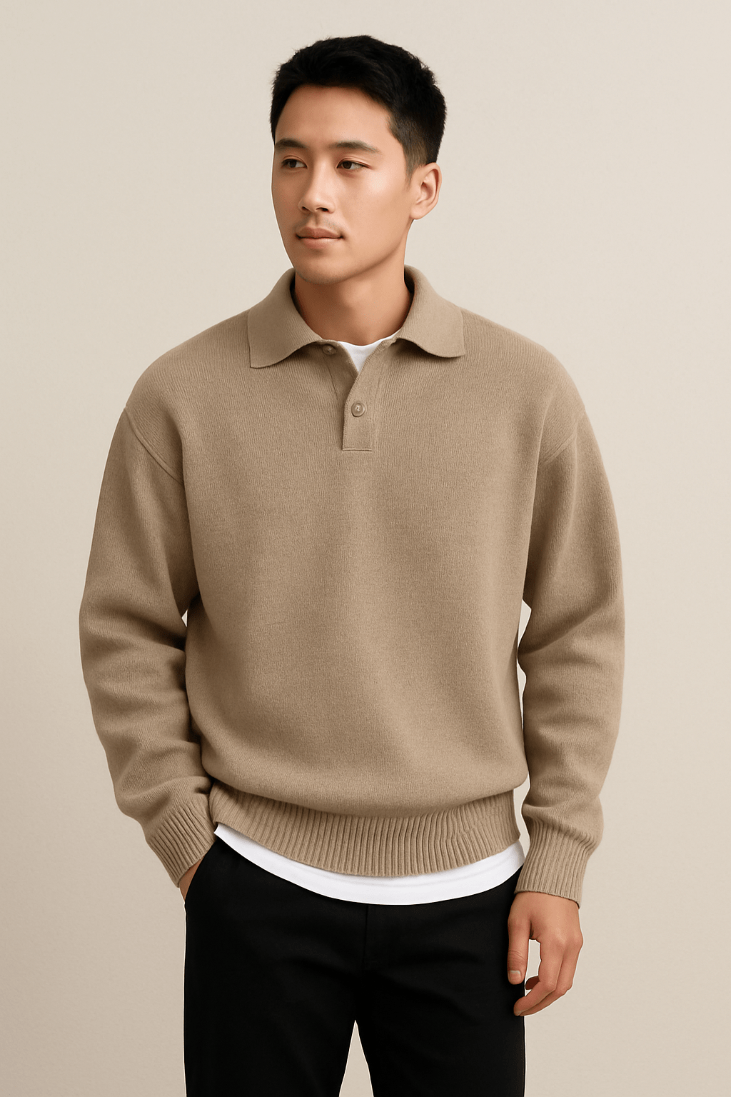 Strickpullover mit Polokragen