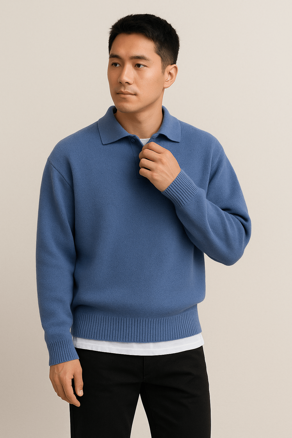 Strickpullover mit Polokragen