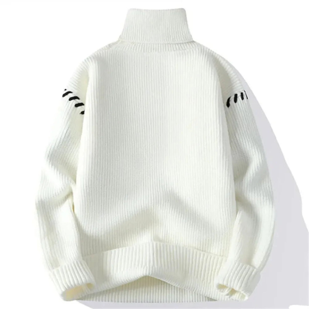 Strickpullover mit Stehkragen und Patchwork-Design