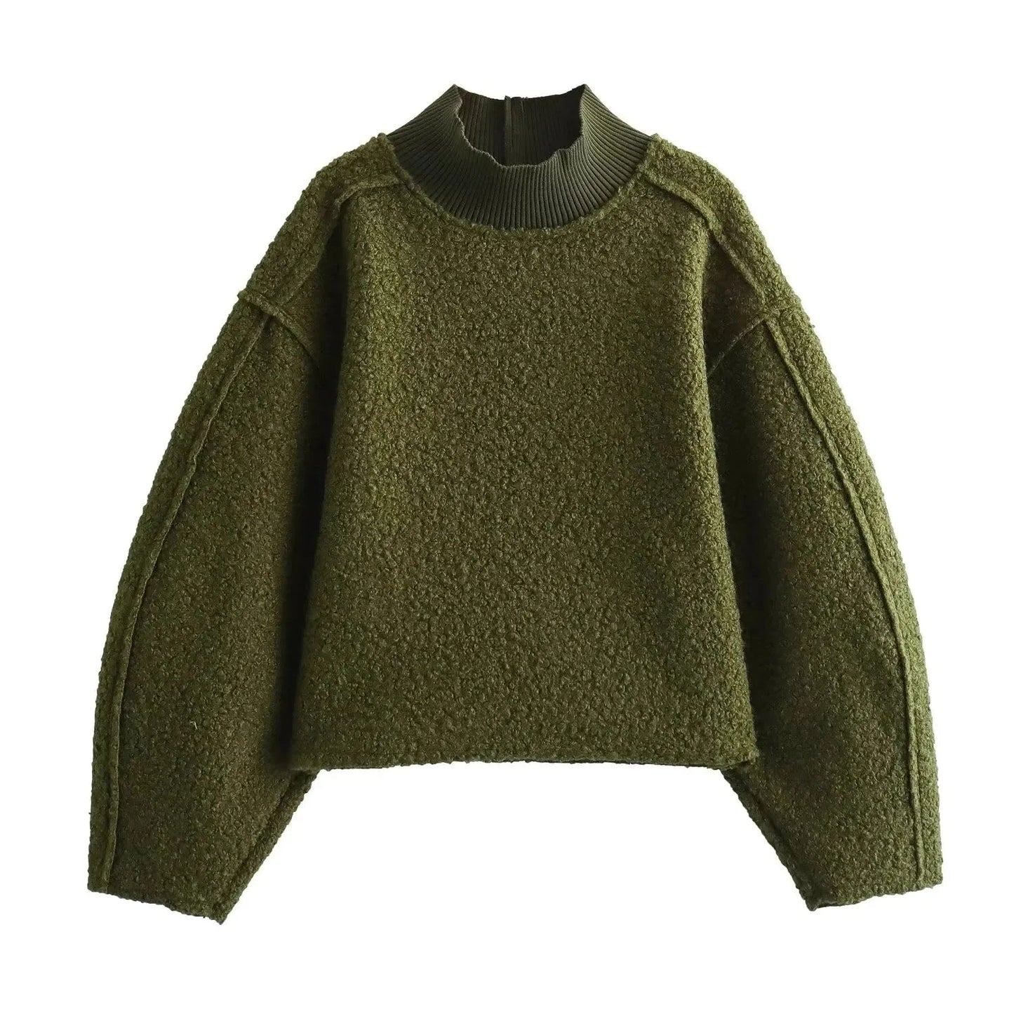 Structured turtleneck sweater for women made of boucle knit