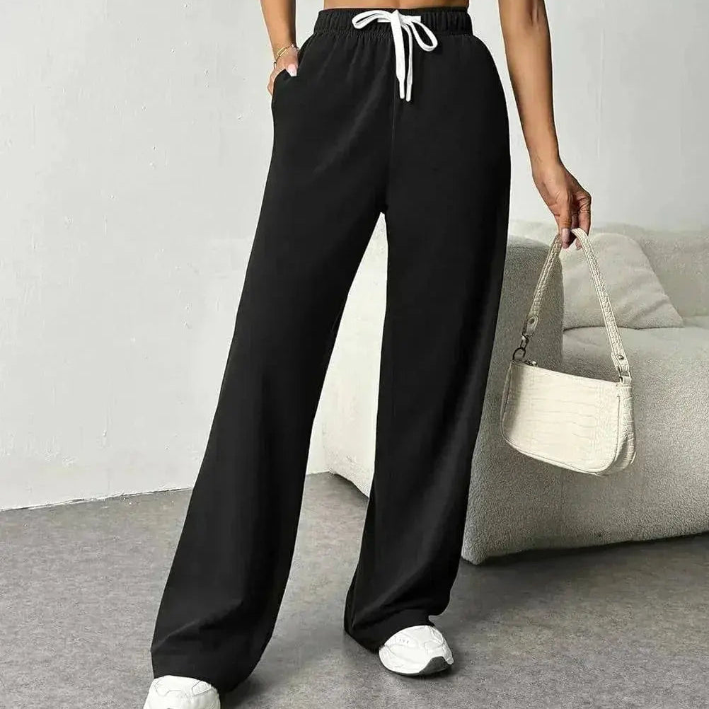 Stylische Jogginghose Damen mit Weitem Bein und Elastischem Bund – Bequeme Sporthose für Damen in Verschiedenen Farben 0