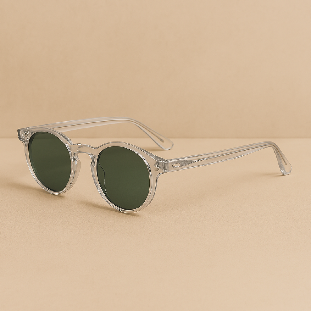 Stylische Runde Sonnenbrille mit UV-Schutz und Transparentem Rahmen