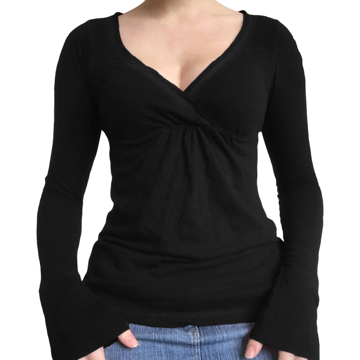 Stylisches Langarmshirt Damen im V-Ausschnitt