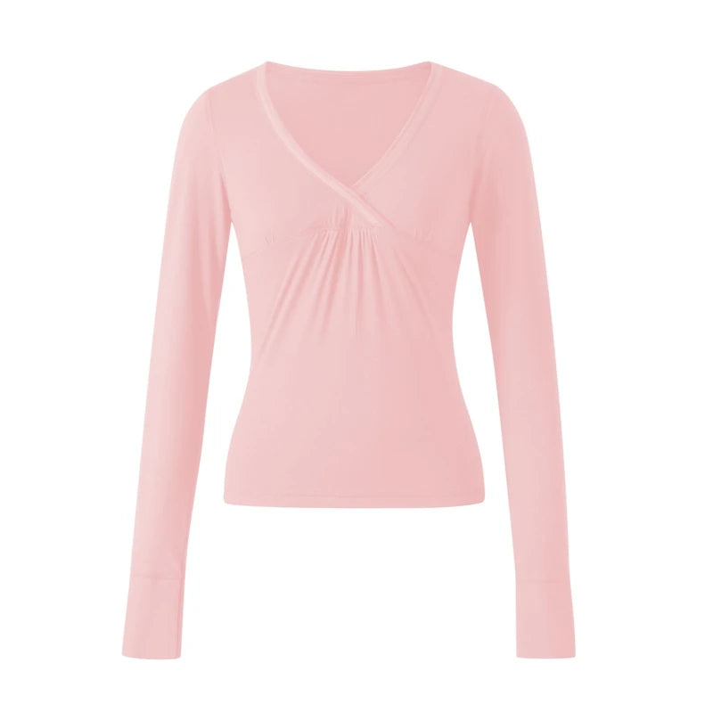 Stylisches Langarmshirt Damen im V-Ausschnitt