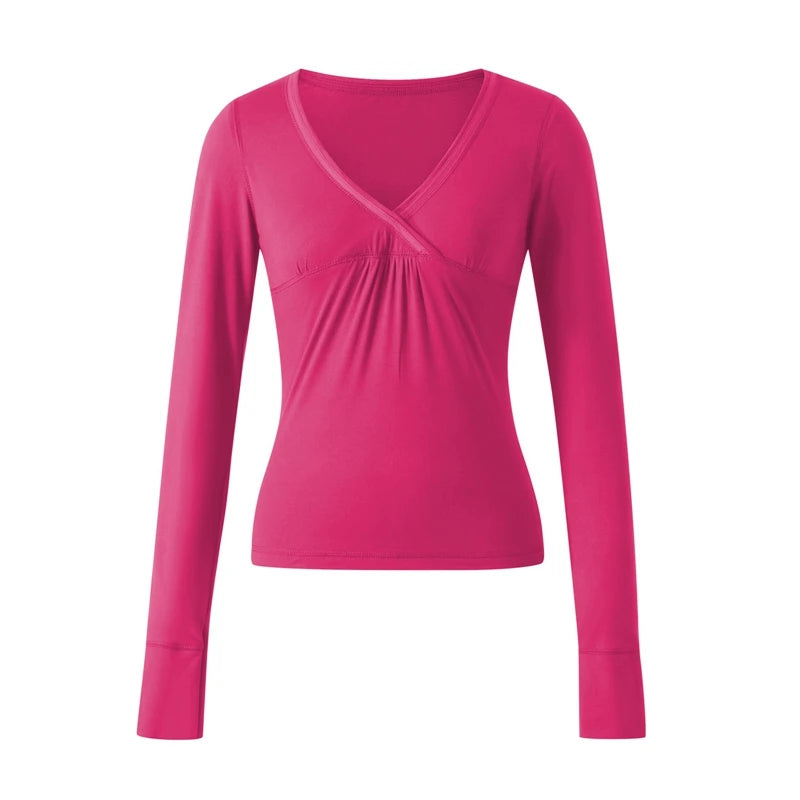 Stylisches Langarmshirt Damen im V-Ausschnitt