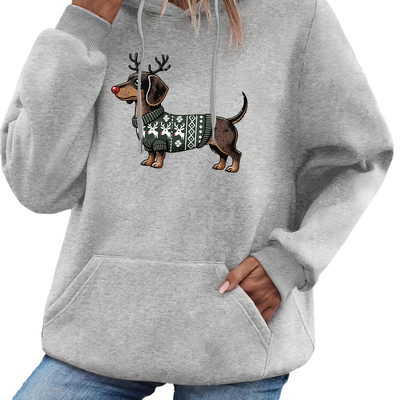 Süßer Dackeldruck Hoodie für Damen
