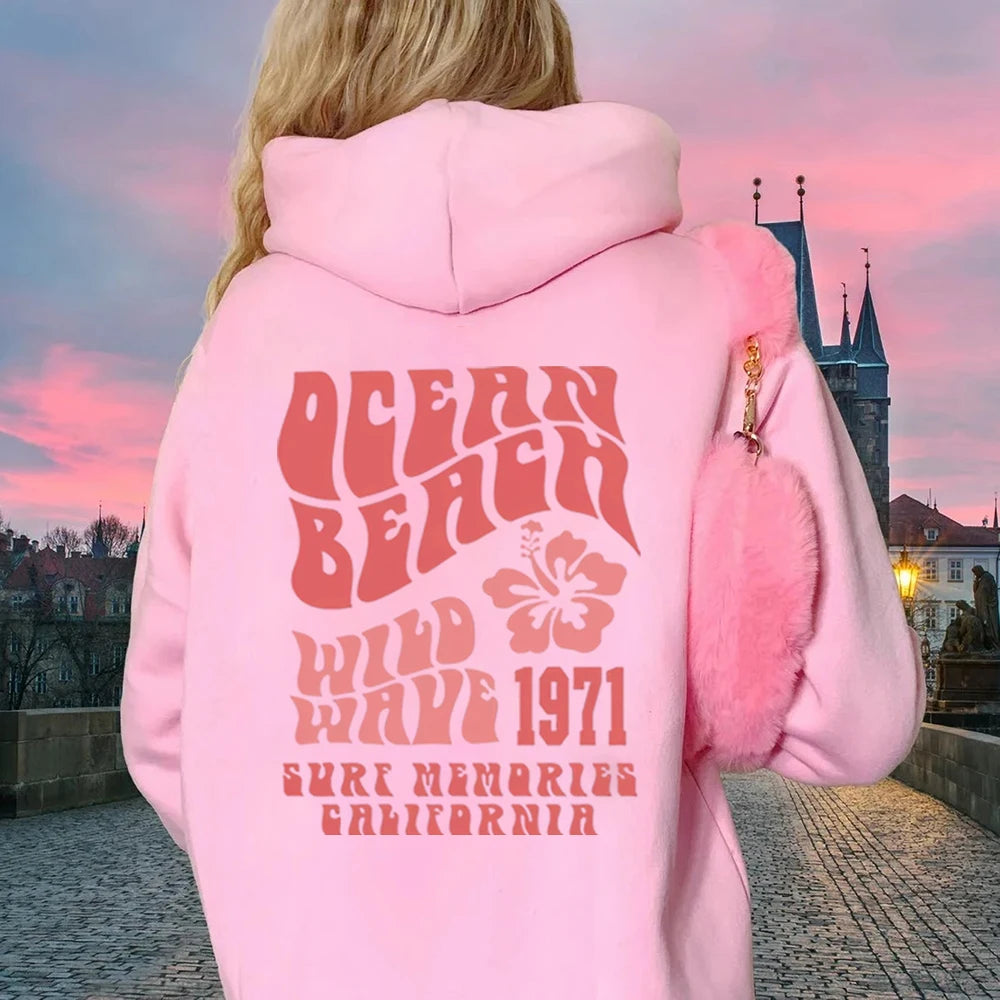 Trendy Oversized Hoodie mit Ozean Strand Design