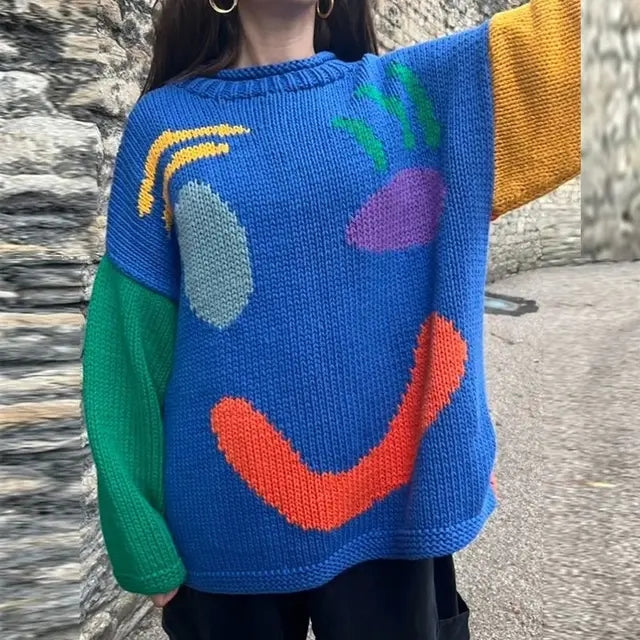 Überdimensionierte Pullover mit Smiley-Design