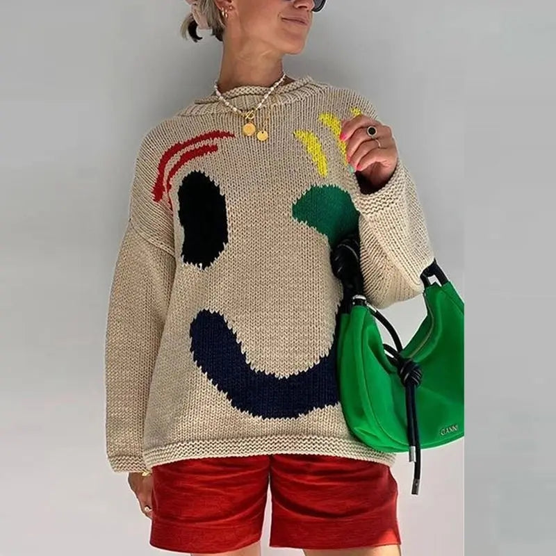 Überdimensionierte Pullover mit Smiley-Design