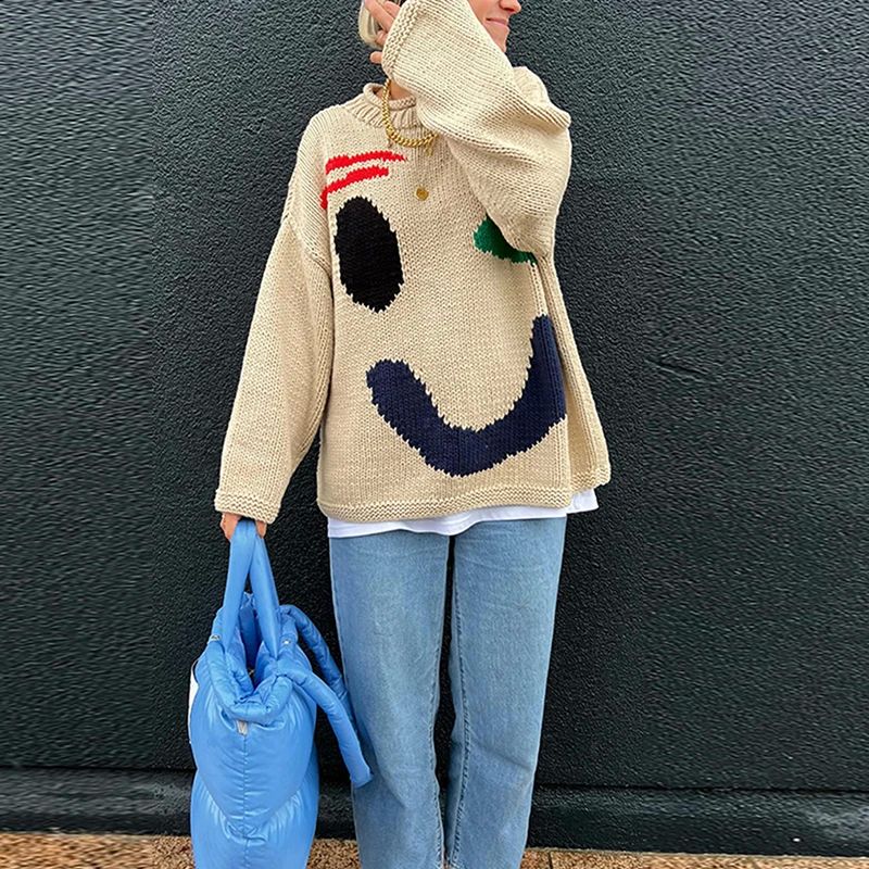 Überdimensionierte Pullover mit Smiley-Design