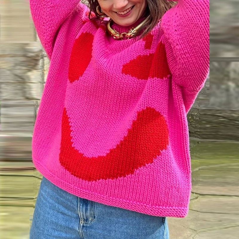 Überdimensionierte Pullover mit Smiley-Design
