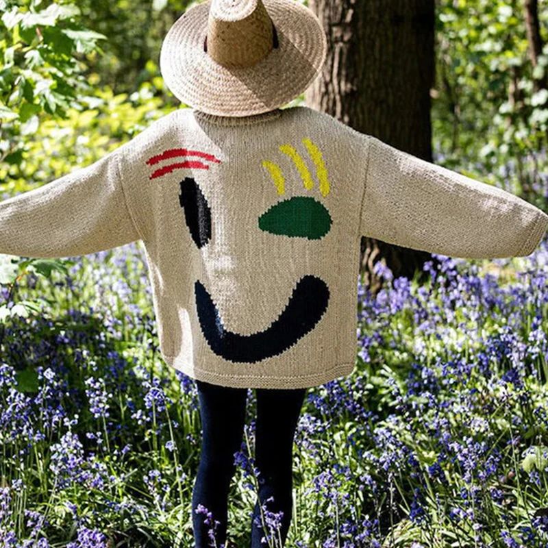 Überdimensionierte Pullover mit Smiley-Design