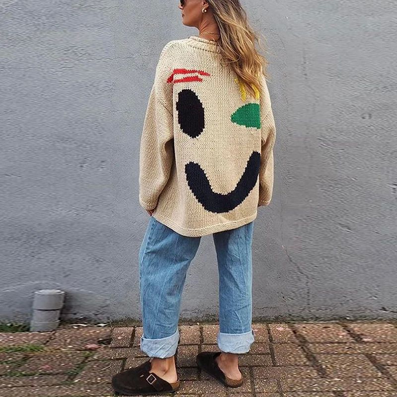 Überdimensionierte Pullover mit Smiley-Design