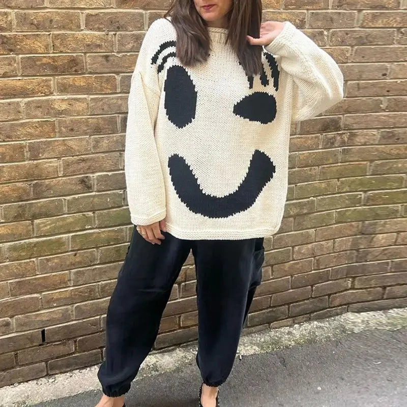 Überdimensionierte Pullover mit Smiley-Design