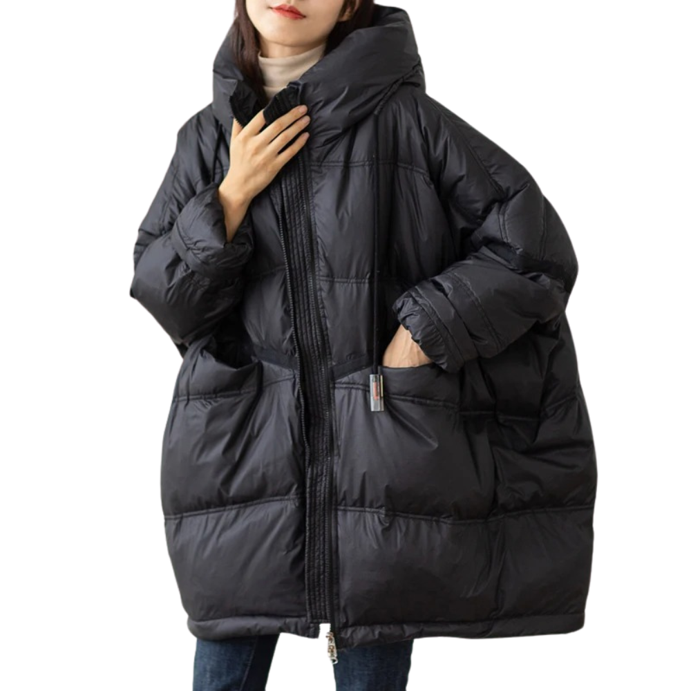 Oversized women's winter jacket with hood