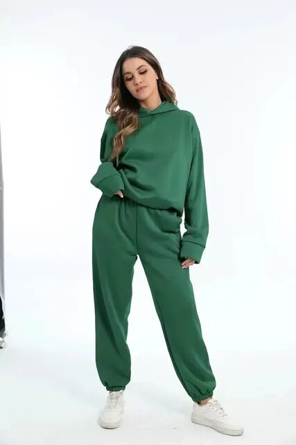 Übergroßer Trainingsanzug Hoodie Set für Damen