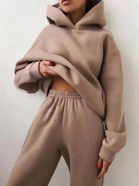 Übergroßer Trainingsanzug Hoodie Set für Damen