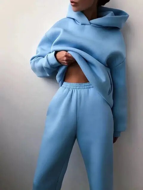 Übergroßer Trainingsanzug Hoodie Set für Damen