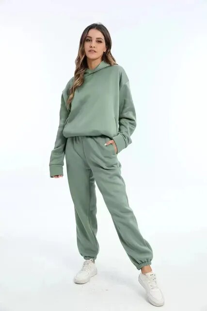Übergroßer Trainingsanzug Hoodie Set für Damen