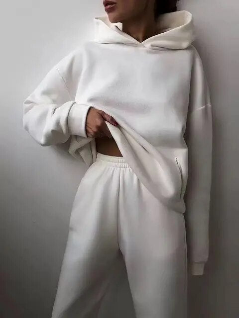 Übergroßer Trainingsanzug Hoodie Set für Damen